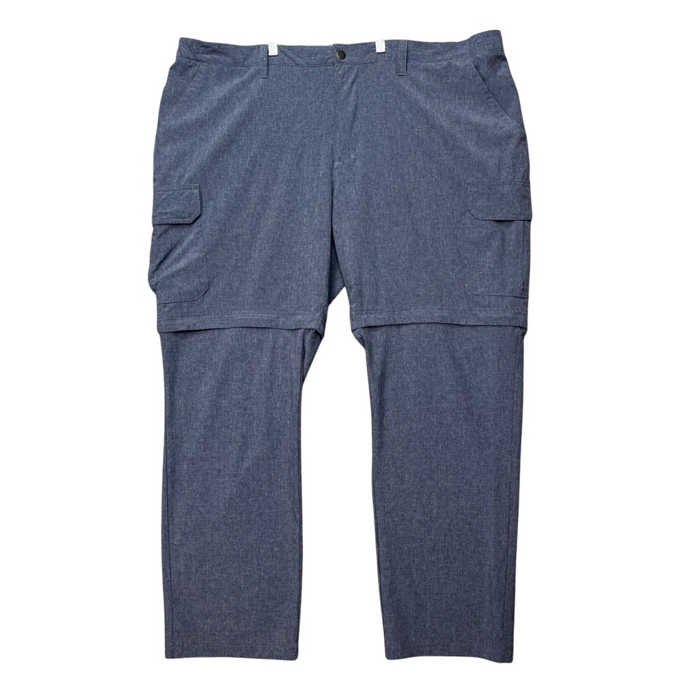 Croft Barrow Convertible Cargo Pants Mens 48x32 Blue Heathered Zip Off Stretch